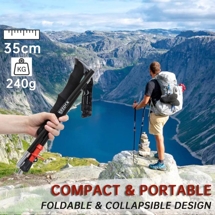 BISINNA Carbon Fiber Trekking Poles Collapsible Walking Sticks Hiking Folding Poles Quick Lock for Women and Men Hiking Mountaining Backpacking Camping 2pc - Image 3