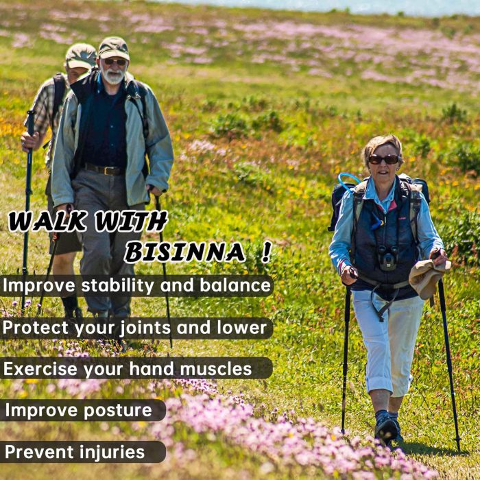 BISINNA Carbon Fiber Trekking Poles Collapsible Walking Sticks Hiking Folding Poles Quick Lock for Women and Men Hiking Mountaining Backpacking Camping 2pc - Image 7