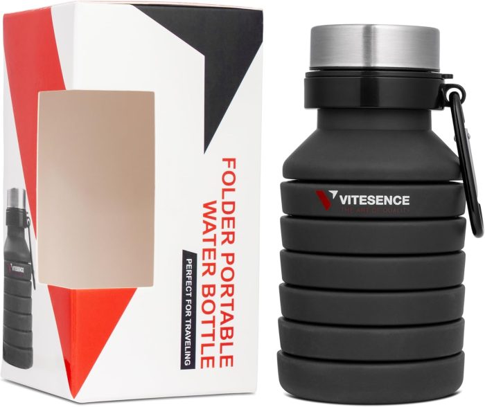 collapsible Water Bottle | Safe and Eco-friendly Materials | Suitable for cold and warm water | Flexible Design perfect for camping and travel | 100% Food grade silicone