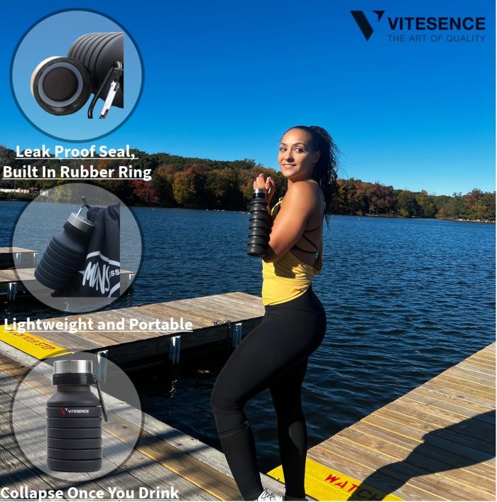 collapsible Water Bottle | Safe and Eco-friendly Materials | Suitable for cold and warm water | Flexible Design perfect for camping and travel | 100% Food grade silicone - Image 4