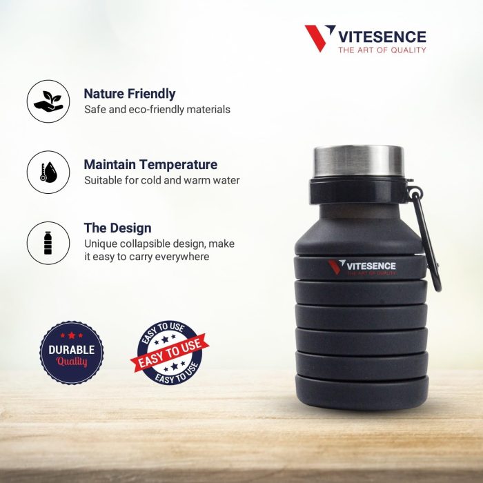 collapsible Water Bottle | Safe and Eco-friendly Materials | Suitable for cold and warm water | Flexible Design perfect for camping and travel | 100% Food grade silicone - Image 5