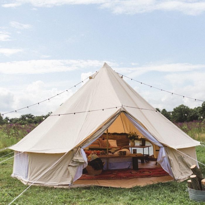 Dream House Outdoor Waterproof Cotton Canvas Family Camping Bell Tent - Image 2