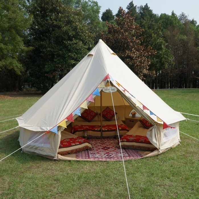 Dream House Outdoor Waterproof Cotton Canvas Family Camping Bell Tent - Image 4