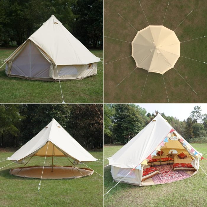 Dream House Outdoor Waterproof Cotton Canvas Family Camping Bell Tent - Image 5