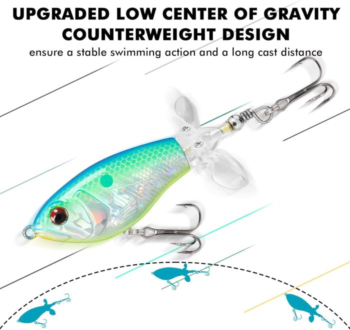 TRUSCEND PoPobait with BKK Hooks, Top Water Plopper Fishing Lures for Bass Walleye Pike Catfish Musky Perch, Floating Lure for Freshwater or Saltwater, Amazing Teasers Fishing Gifts for Family Fishing - Image 3