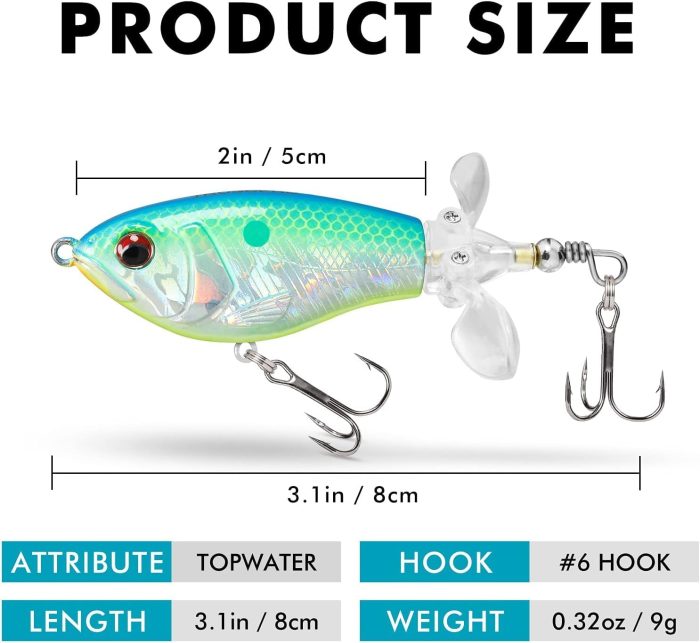 TRUSCEND PoPobait with BKK Hooks, Top Water Plopper Fishing Lures for Bass Walleye Pike Catfish Musky Perch, Floating Lure for Freshwater or Saltwater, Amazing Teasers Fishing Gifts for Family Fishing - Image 6