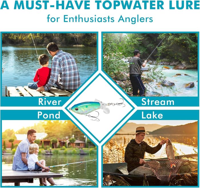 TRUSCEND PoPobait with BKK Hooks, Top Water Plopper Fishing Lures for Bass Walleye Pike Catfish Musky Perch, Floating Lure for Freshwater or Saltwater, Amazing Teasers Fishing Gifts for Family Fishing - Image 7